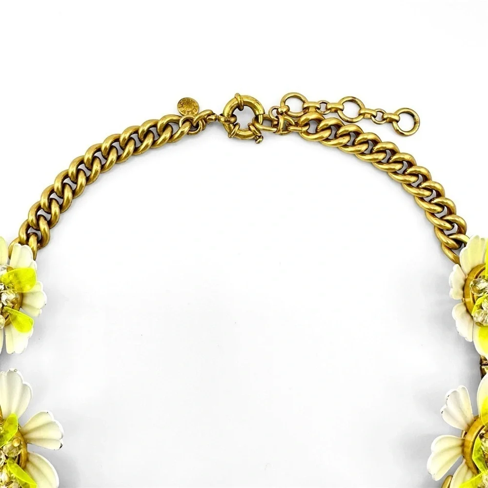 J. Crew RARE Brulee Yellow White Enamel Flower Petal Statement Necklace